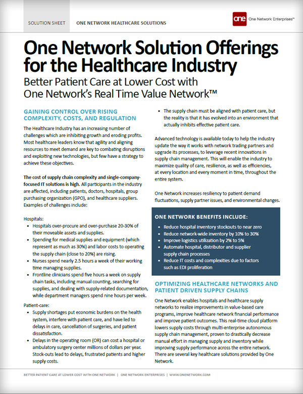 One Network Solution Offerings for Healthcare Industry