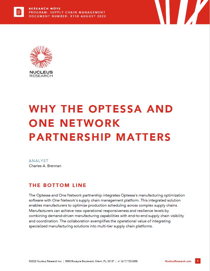 Why the Optessa and One Network Partnership Matters - a report by Nucleus Research